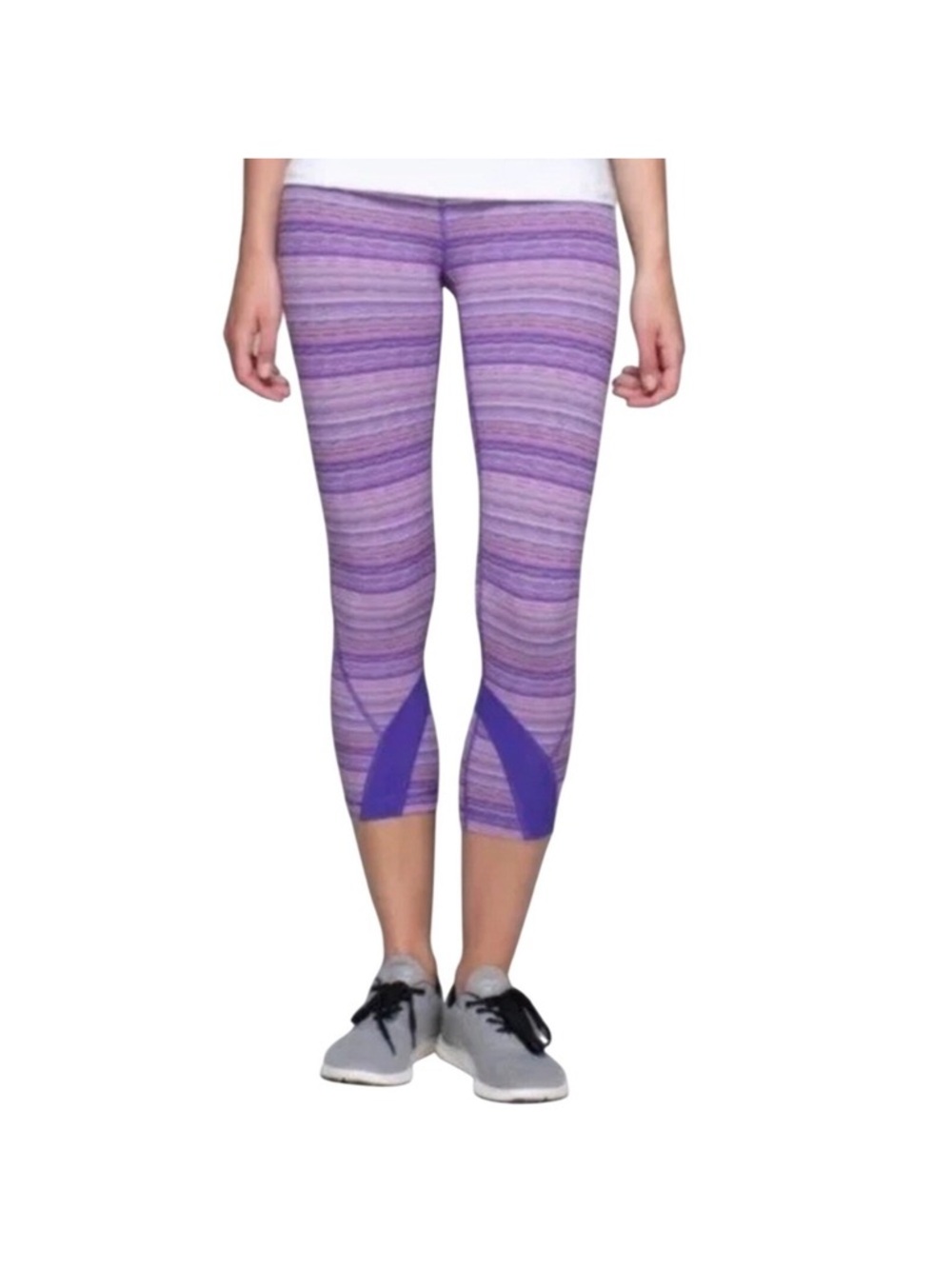 Lululemon Purple Striped Cropped Leggings